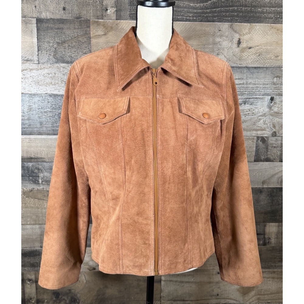 Vintage‎ Express Blues Brown Suede Leather Women's Jacket Size L